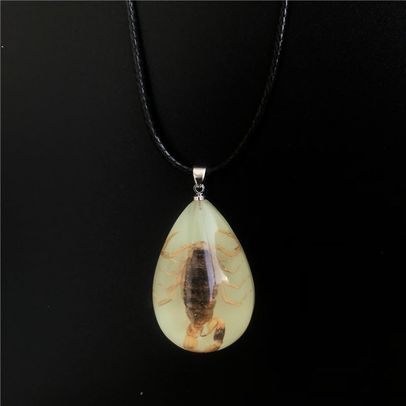 Wholesale 6pcs Scorpion Amber Real Insect Luminous Pendant Specimen Necklace